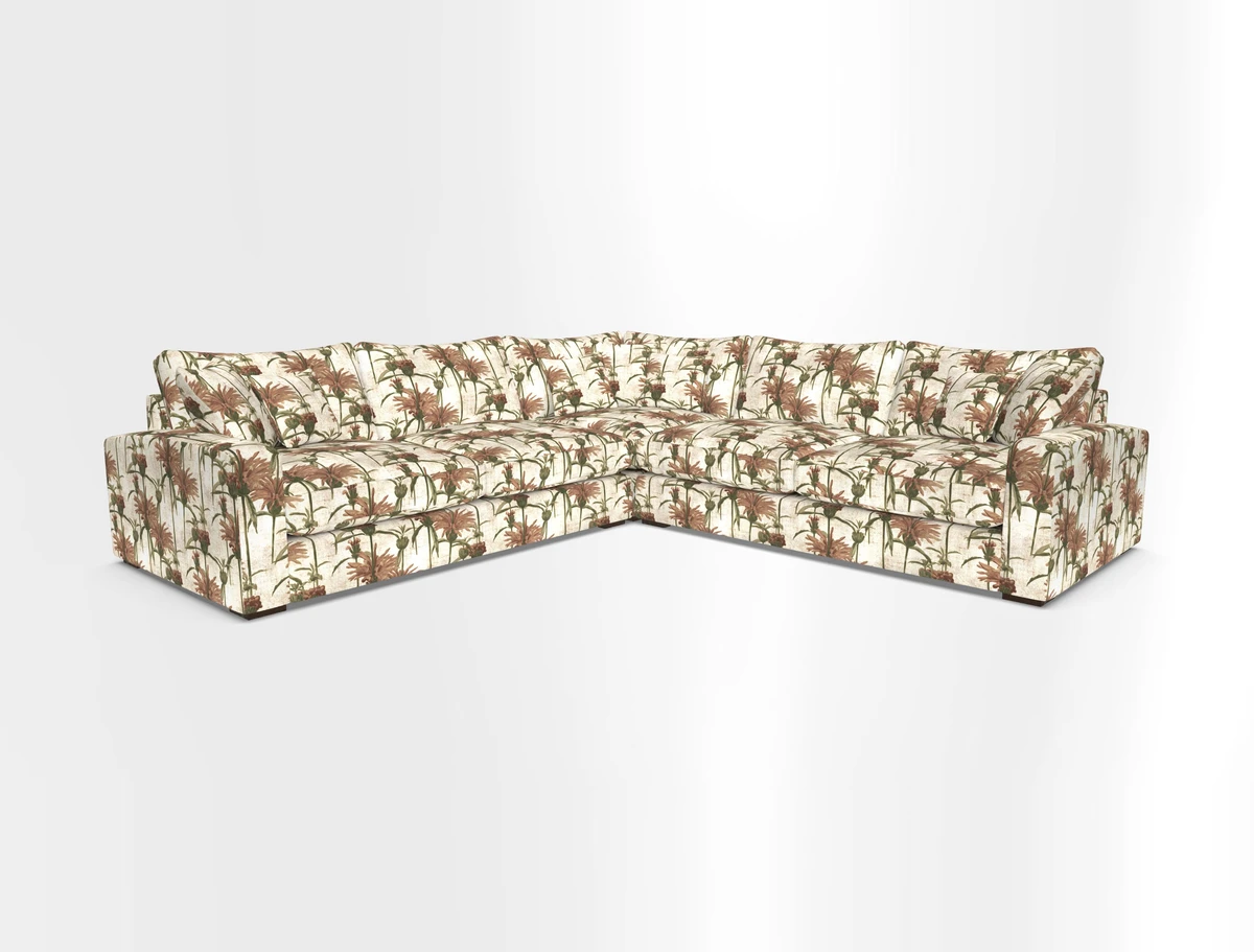 Stockbridge Corner Sofa RHF and LHF in V&A Threads of India Opulent Velvets Ikat Mirage Burnt Umber 