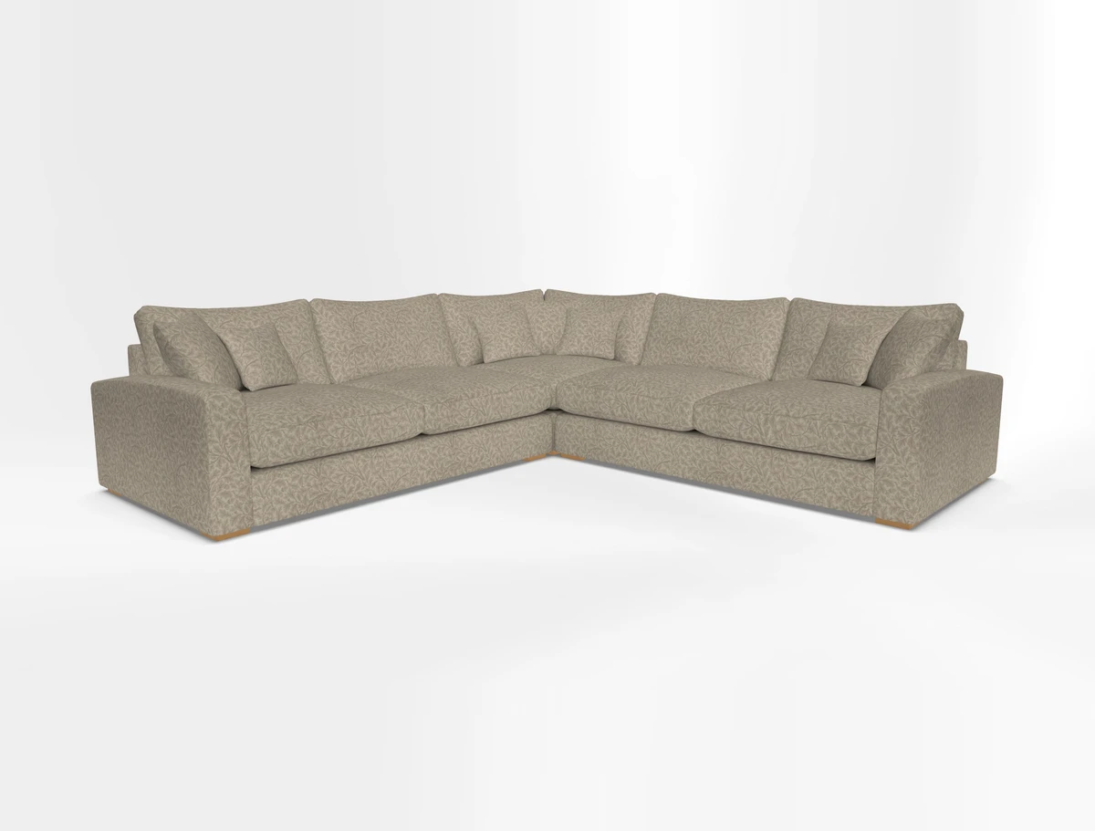 Stockbridge Corner Sofa RHF and LHF in V&A Threads of India Opulent Velvets Ikat Mirage Burnt Umber 