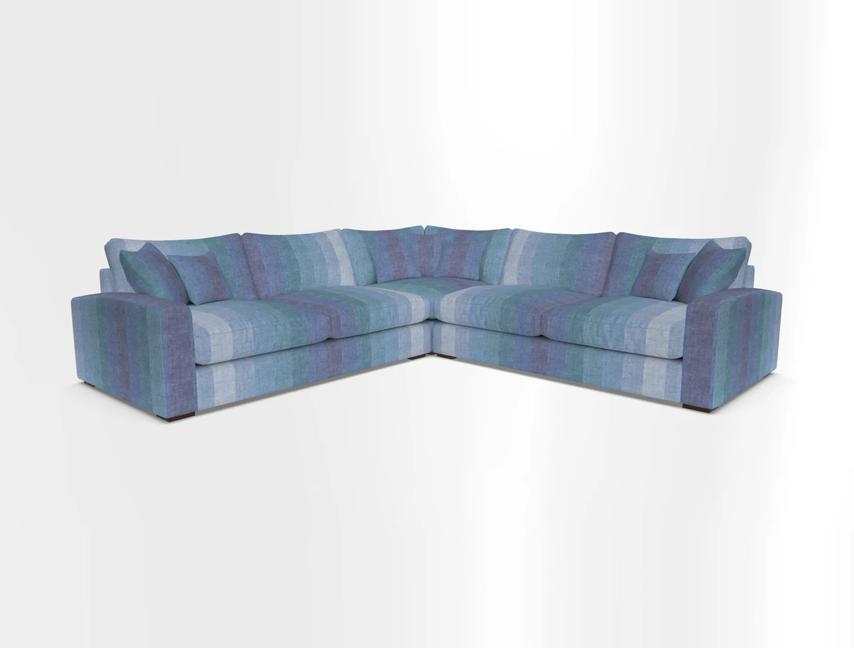 Stockbridge Corner Sofa RHF and LHF in V&A Threads of India Opulent Velvets Ikat Mirage Burnt Umber 