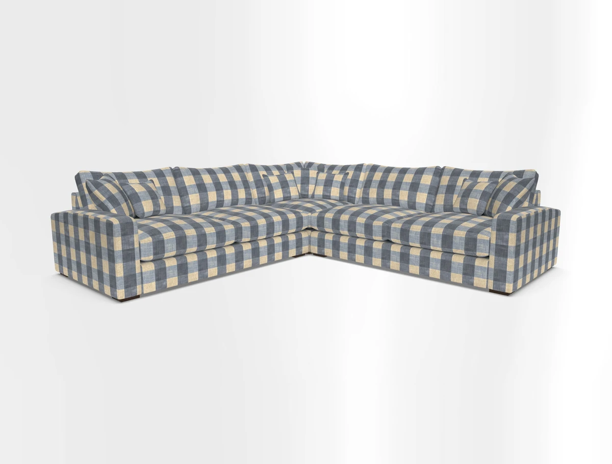 Stockbridge Corner Sofa RHF and LHF in V&A Threads of India Opulent Velvets Ikat Mirage Burnt Umber 