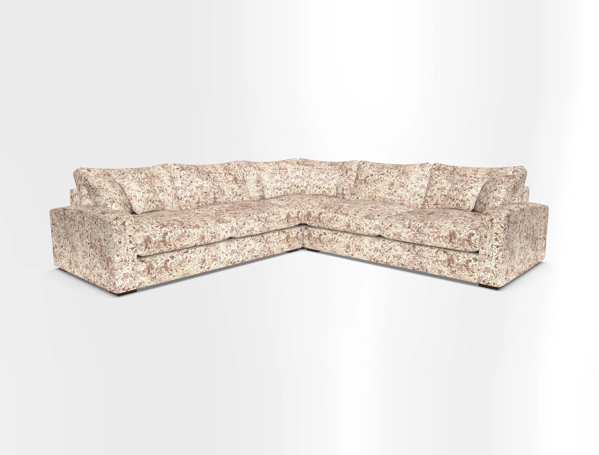 Stockbridge Corner Sofa RHF and LHF in V&A Threads of India Opulent Velvets Ikat Mirage Burnt Umber 