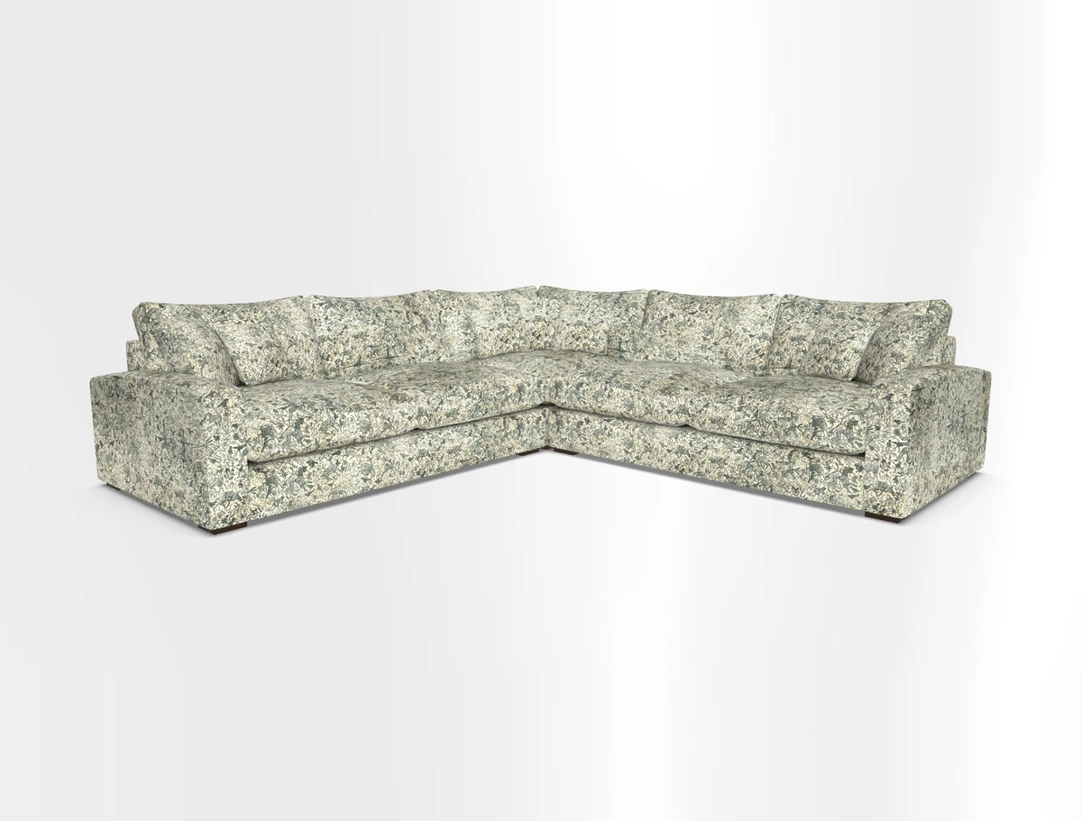 Stockbridge Corner Sofa RHF and LHF in V&A Threads of India Opulent Velvets Ikat Mirage Burnt Umber 