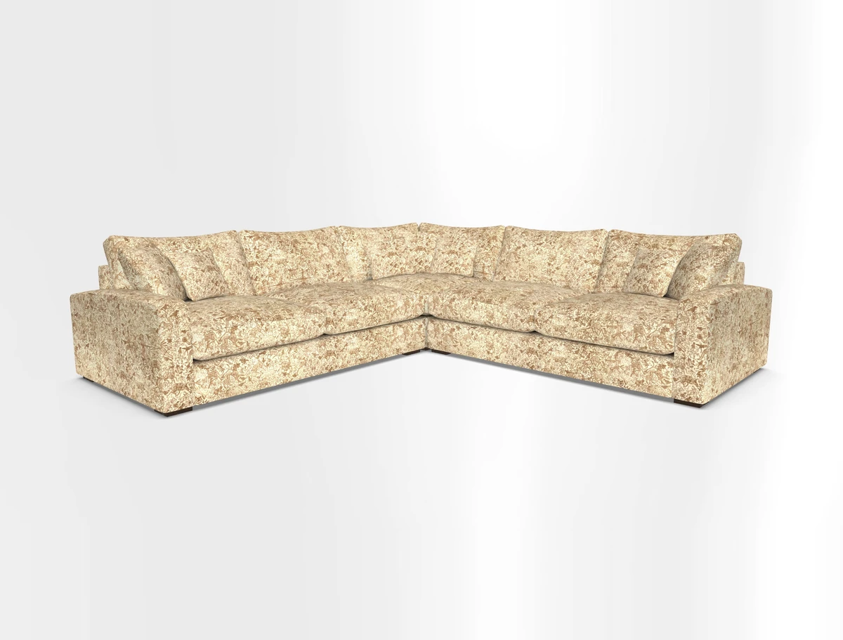 Stockbridge Corner Sofa RHF and LHF in V&A Threads of India Opulent Velvets Ikat Mirage Burnt Umber 