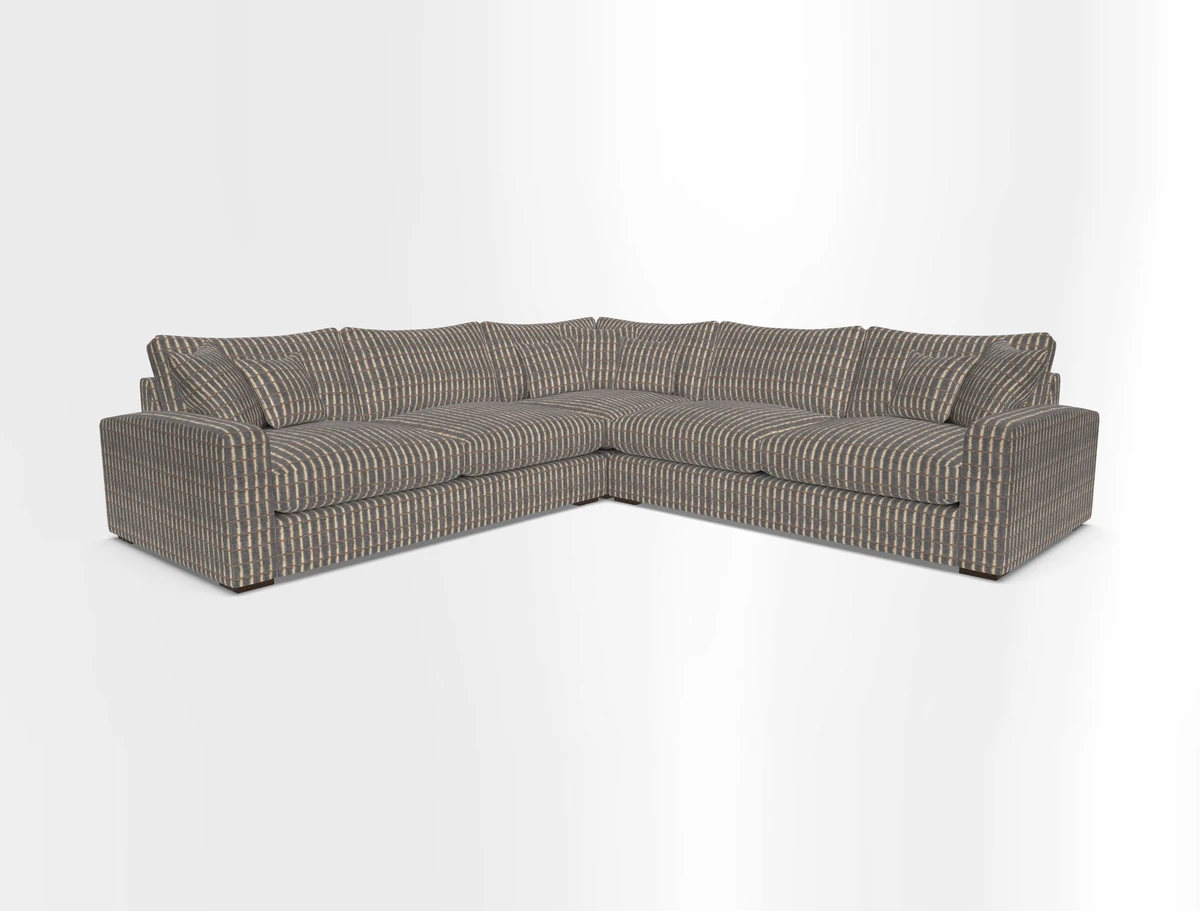 Stockbridge Corner Sofa RHF and LHF in V&A Threads of India Opulent Velvets Ikat Mirage Burnt Umber 
