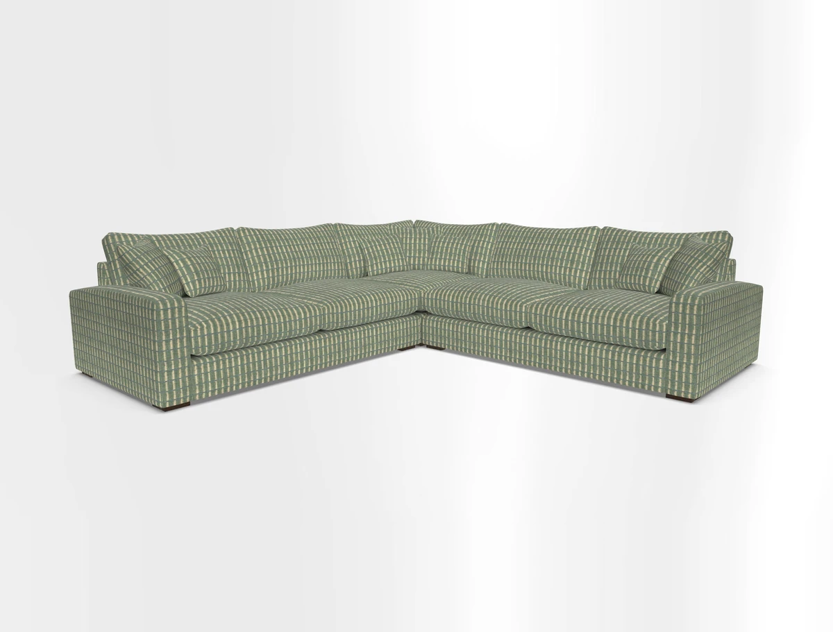 Stockbridge Corner Sofa RHF and LHF in V&A Threads of India Opulent Velvets Ikat Mirage Burnt Umber 