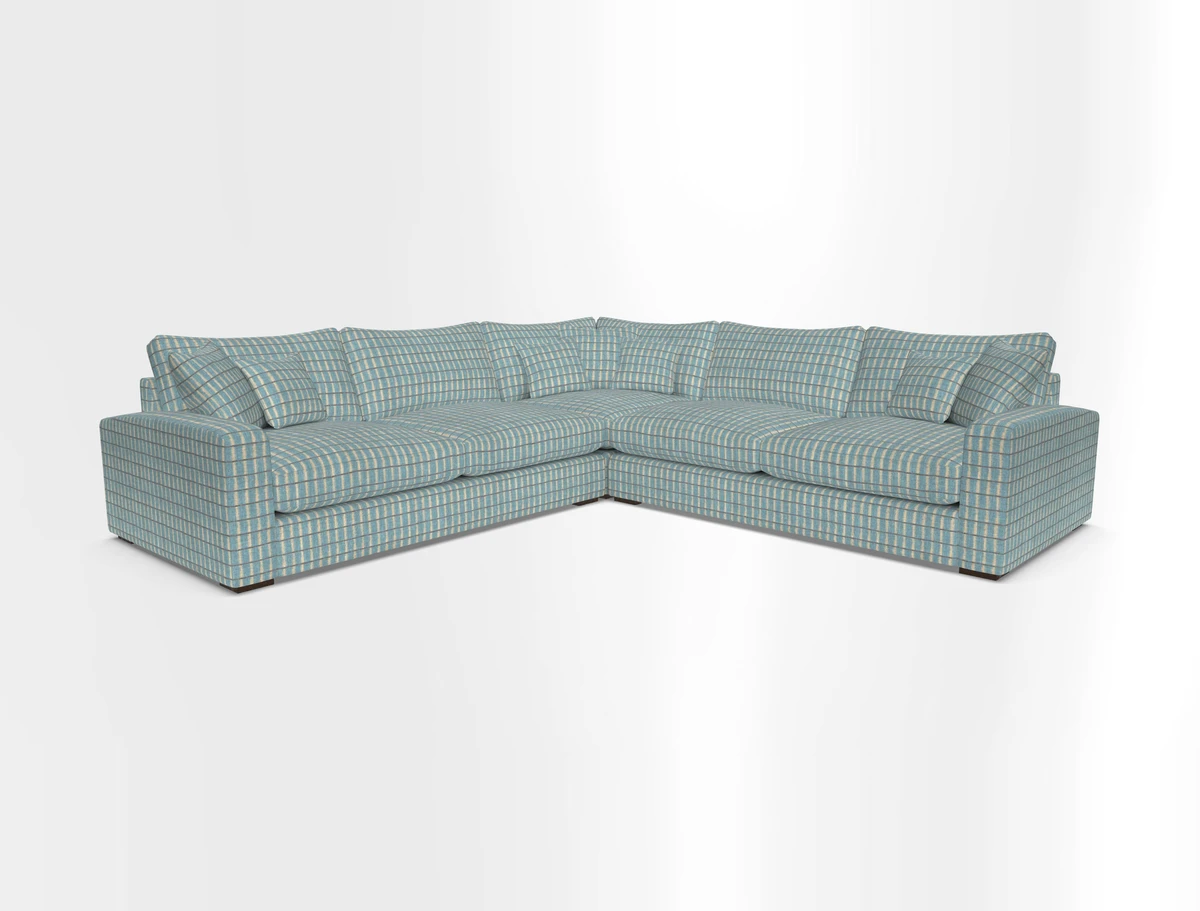 Stockbridge Corner Sofa RHF and LHF in V&A Threads of India Opulent Velvets Ikat Mirage Burnt Umber 