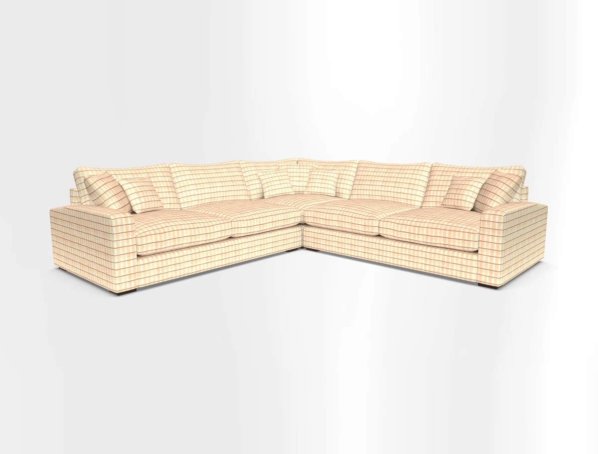 Stockbridge Corner Sofa RHF and LHF in V&A Threads of India Opulent Velvets Ikat Mirage Burnt Umber 