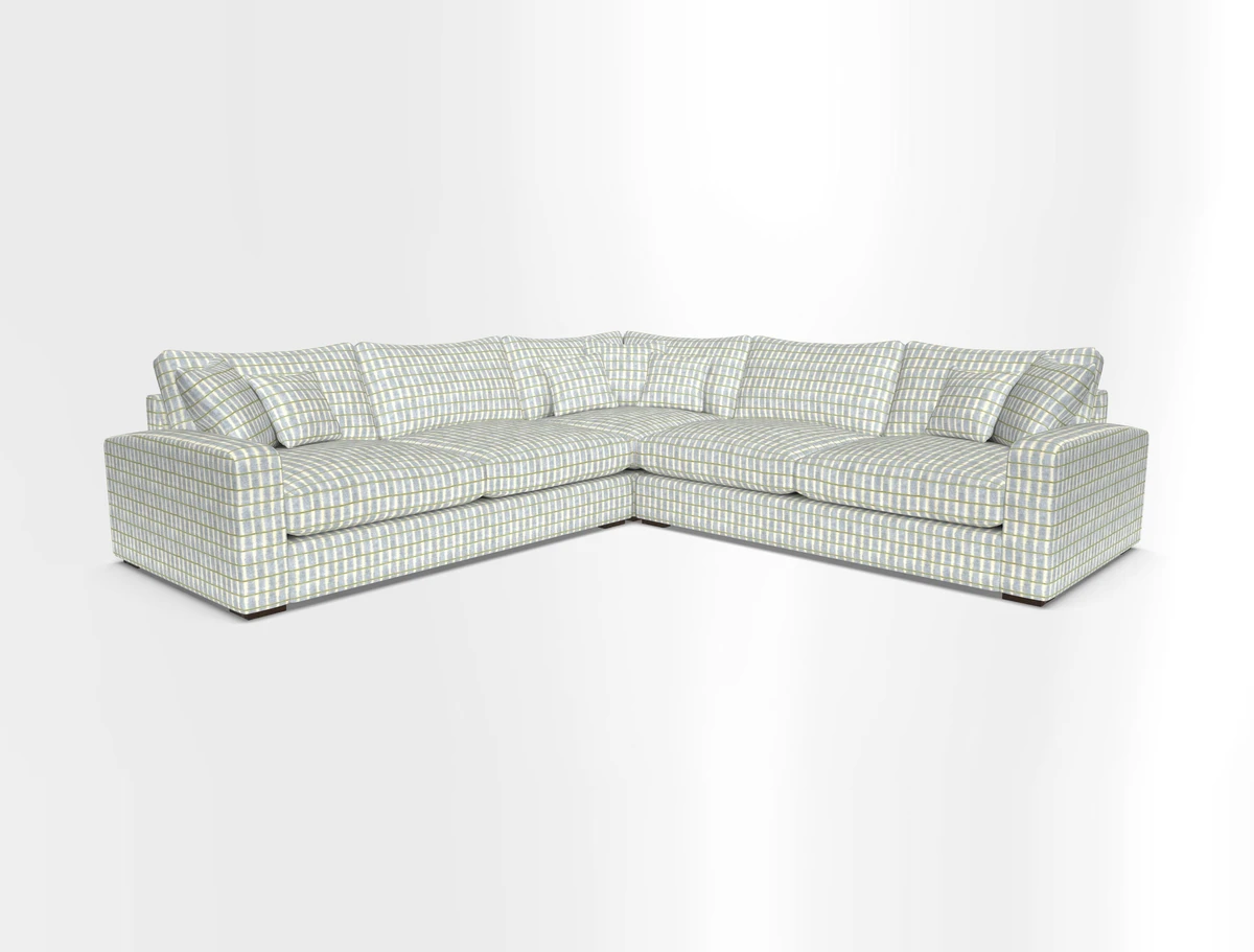 Stockbridge Corner Sofa RHF and LHF in V&A Threads of India Opulent Velvets Ikat Mirage Burnt Umber 