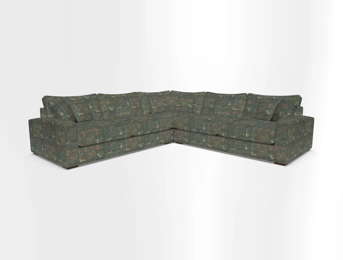 Stockbridge Corner Sofa RHF and LHF in V&A Threads of India Opulent Velvets Ikat Mirage Burnt Umber 