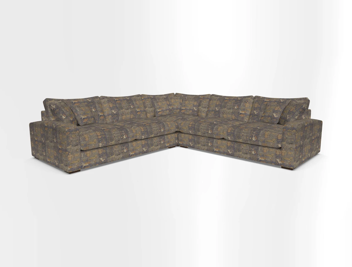 Stockbridge Corner Sofa RHF and LHF in V&A Threads of India Opulent Velvets Ikat Mirage Burnt Umber 