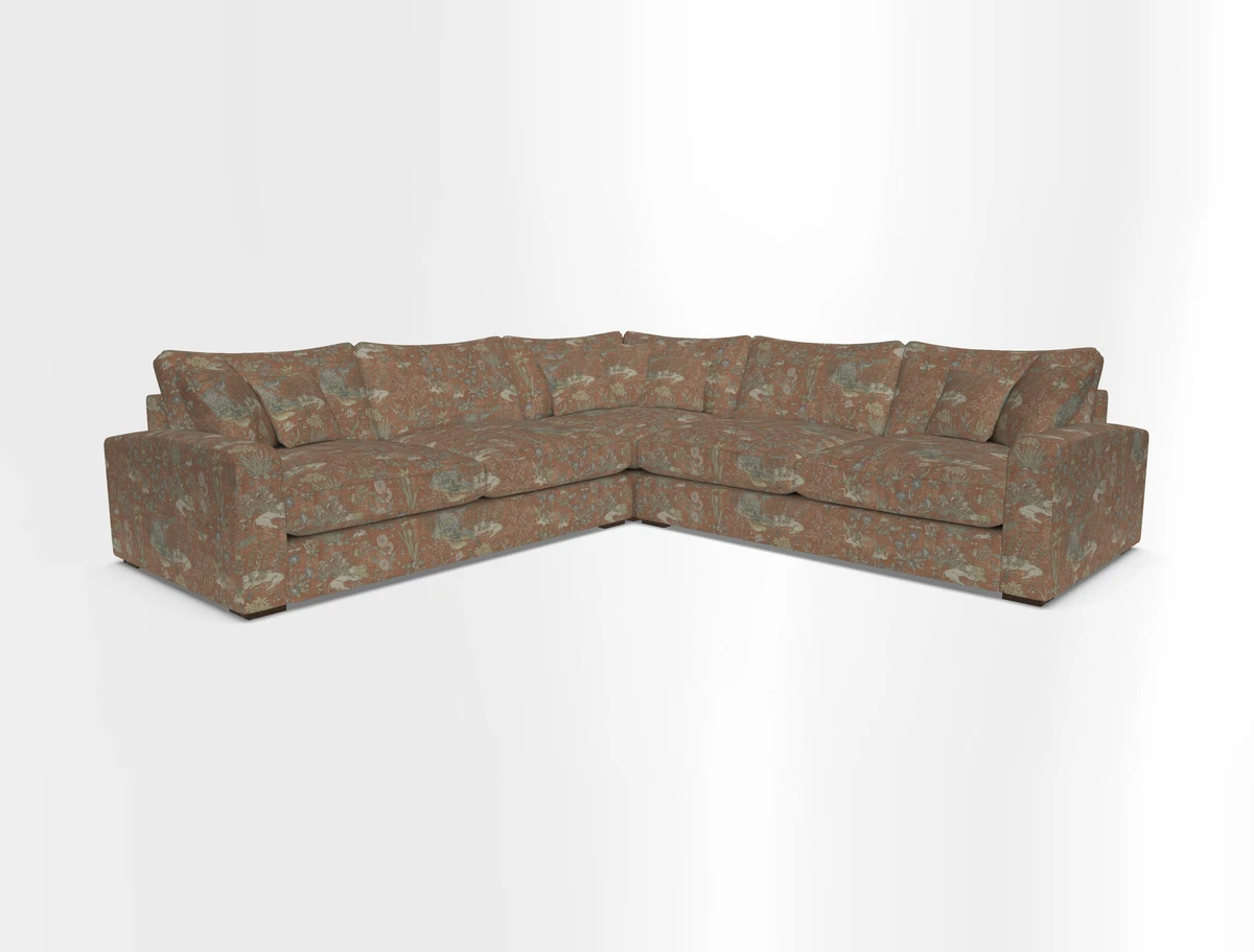 Stockbridge Corner Sofa RHF and LHF in V&A Threads of India Opulent Velvets Ikat Mirage Burnt Umber 