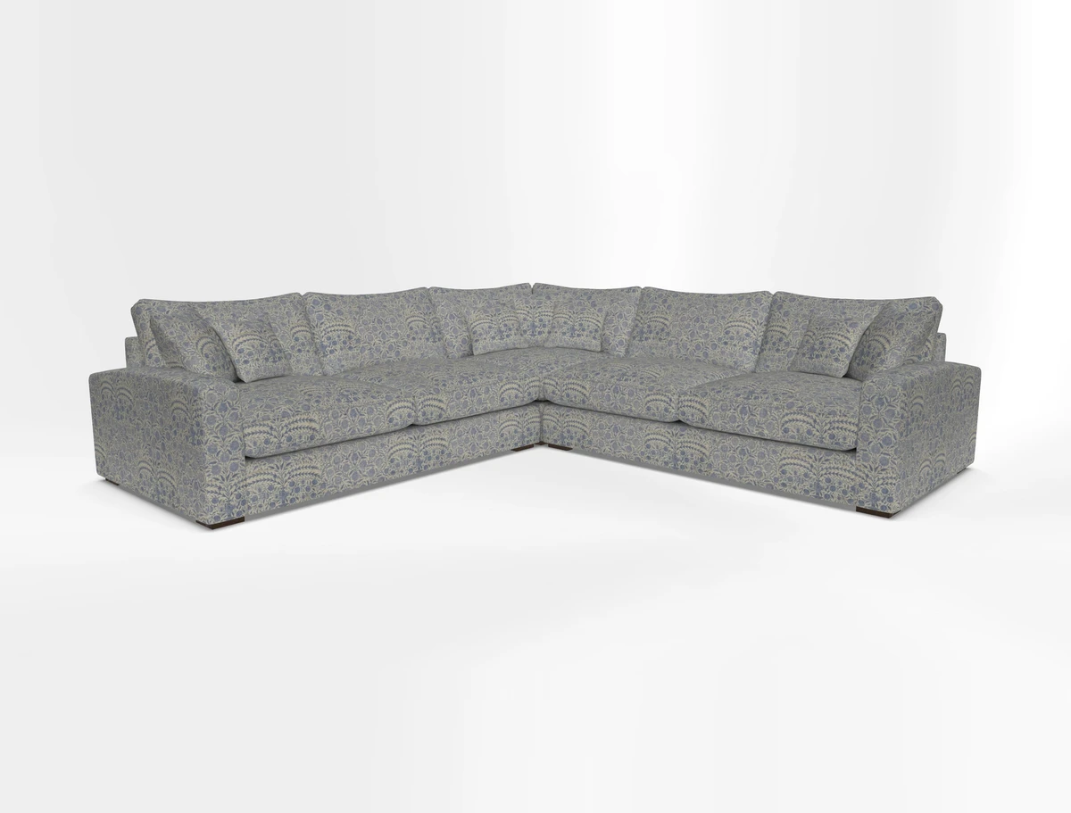 Stockbridge Corner Sofa RHF and LHF in V&A Threads of India Opulent Velvets Ikat Mirage Burnt Umber 