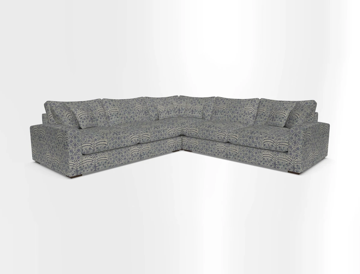 Stockbridge Corner Sofa RHF and LHF in V&A Threads of India Opulent Velvets Ikat Mirage Burnt Umber 