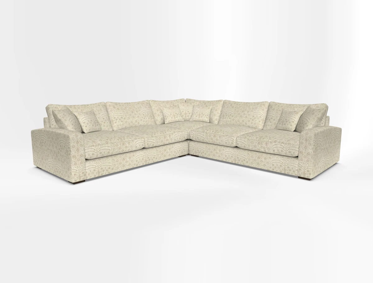 Stockbridge Corner Sofa RHF and LHF in V&A Threads of India Opulent Velvets Ikat Mirage Burnt Umber 