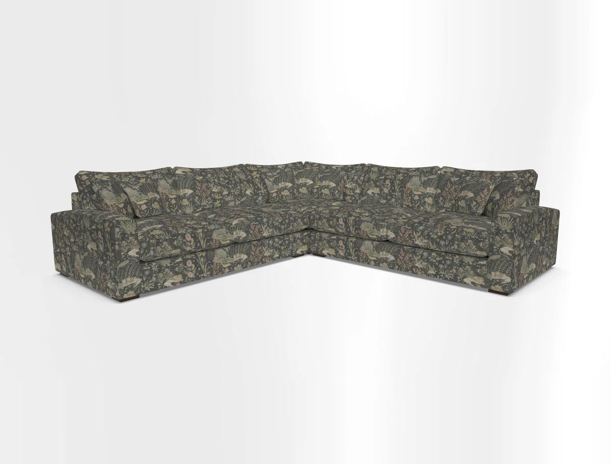 Stockbridge Corner Sofa RHF and LHF in V&A Threads of India Opulent Velvets Ikat Mirage Burnt Umber 