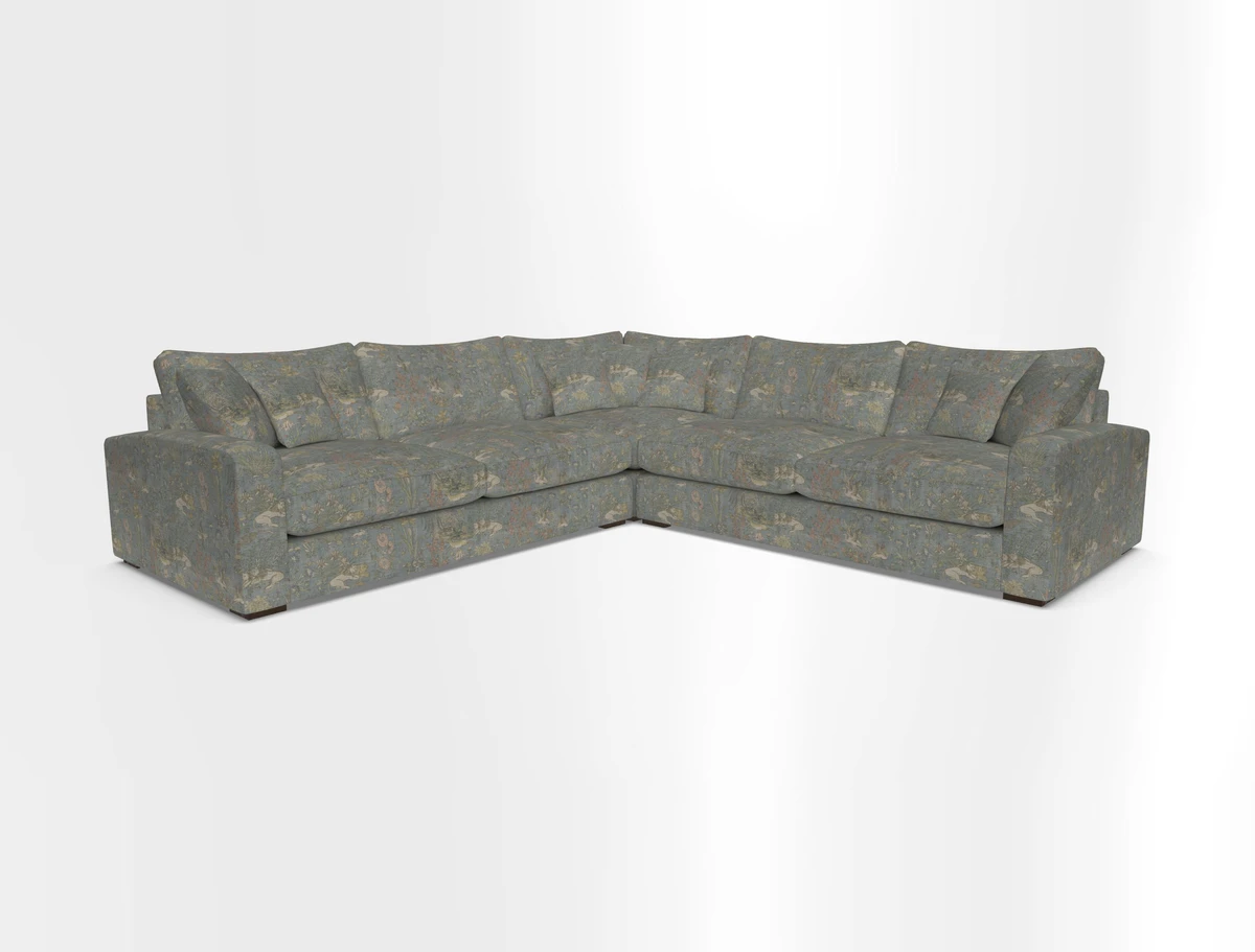 Stockbridge Corner Sofa RHF and LHF in V&A Threads of India Opulent Velvets Ikat Mirage Burnt Umber 