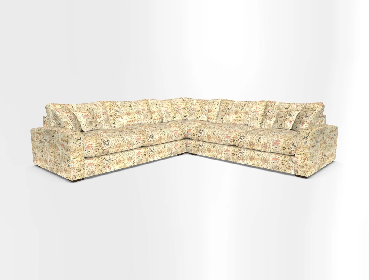 Stockbridge Corner Sofa RHF and LHF in V&A Threads of India Opulent Velvets Ikat Mirage Burnt Umber 