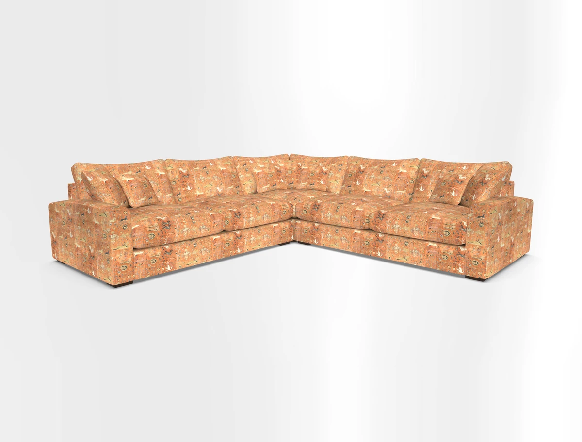 Stockbridge Corner Sofa RHF and LHF in V&A Threads of India Opulent Velvets Ikat Mirage Burnt Umber 