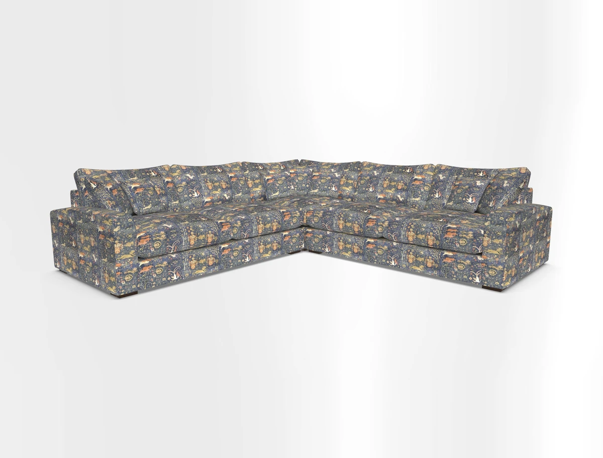 Stockbridge Corner Sofa RHF and LHF in V&A Threads of India Opulent Velvets Ikat Mirage Burnt Umber 