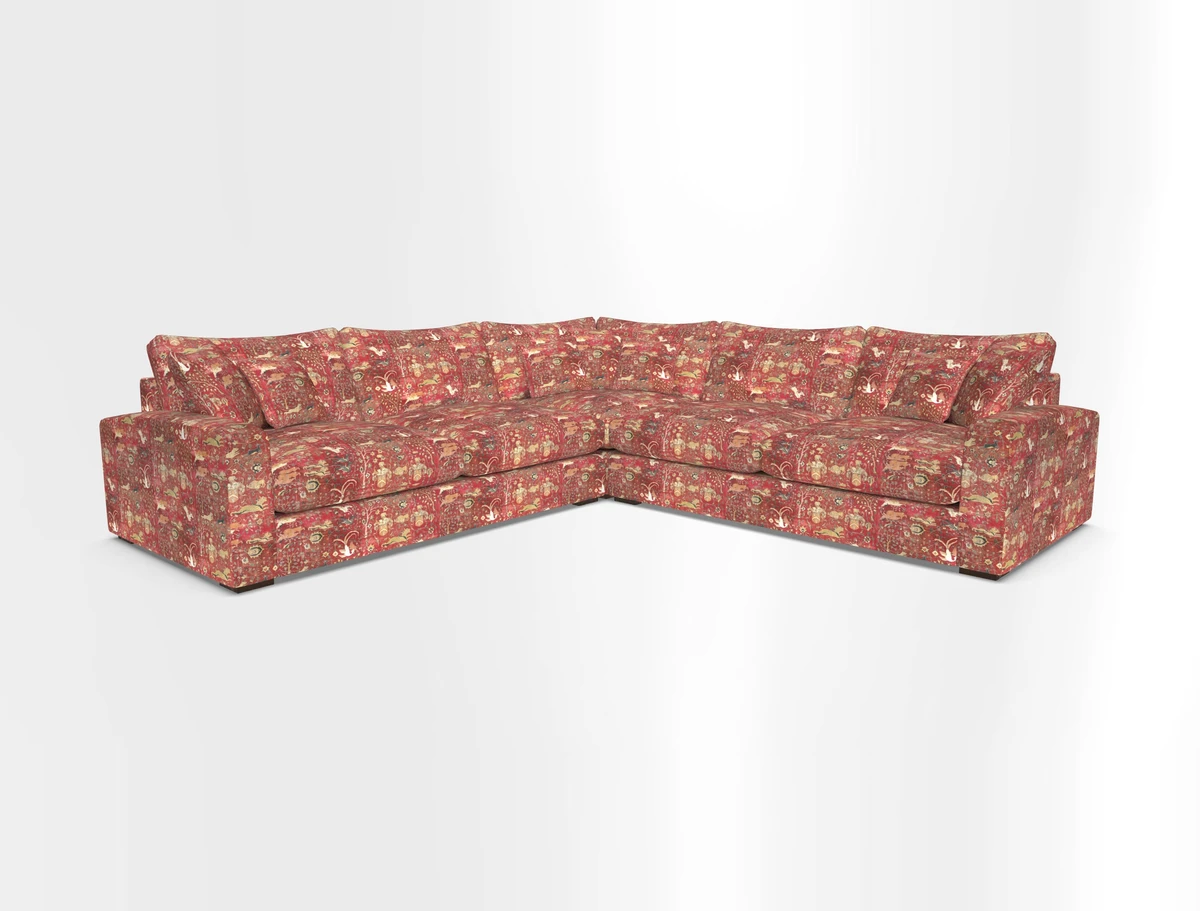 Stockbridge Corner Sofa RHF and LHF in V&A Threads of India Opulent Velvets Ikat Mirage Burnt Umber 