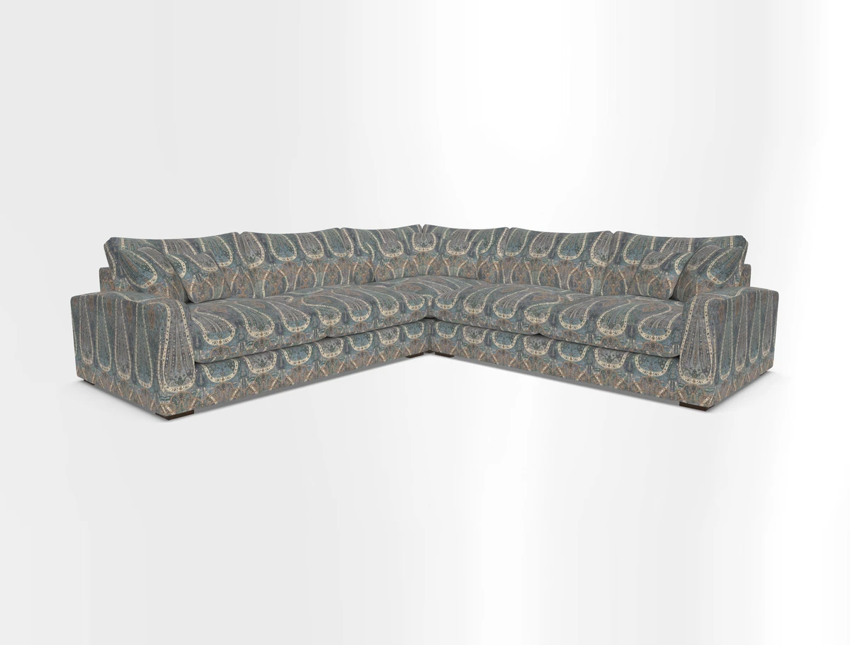 Stockbridge Corner Sofa RHF and LHF in V&A Threads of India Opulent Velvets Ikat Mirage Burnt Umber 