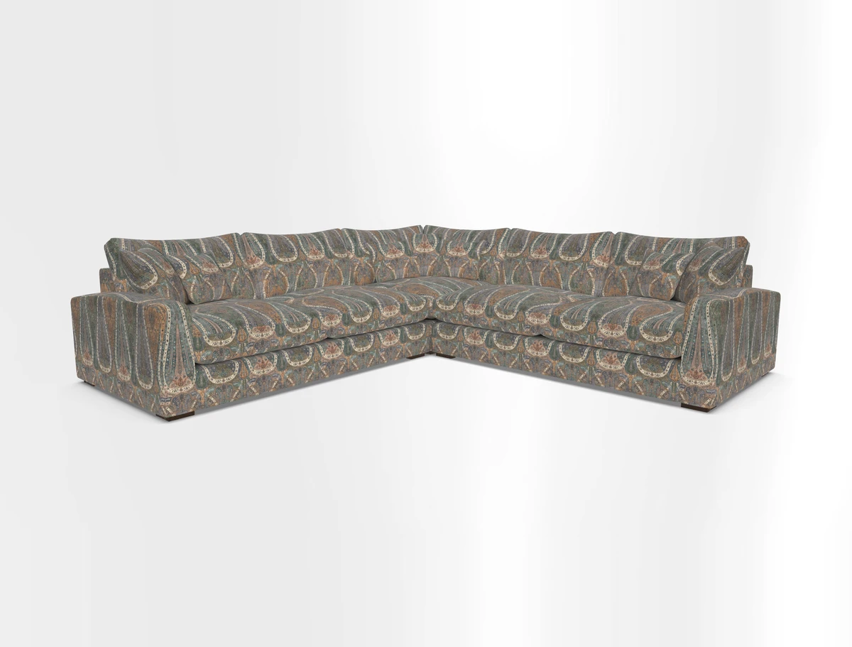 Stockbridge Corner Sofa RHF and LHF in V&A Threads of India Opulent Velvets Ikat Mirage Burnt Umber 