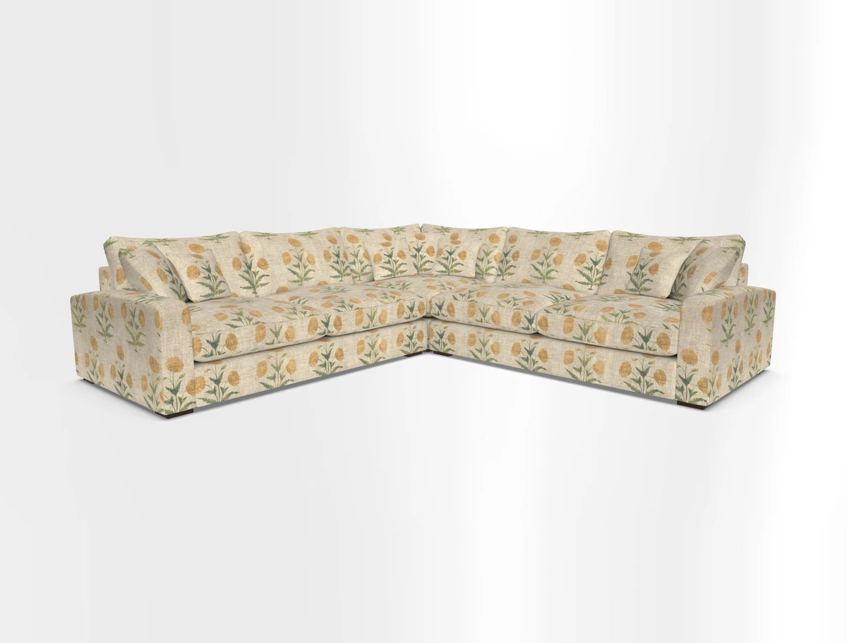 Stockbridge Corner Sofa RHF and LHF in V&A Threads of India Opulent Velvets Ikat Mirage Burnt Umber 