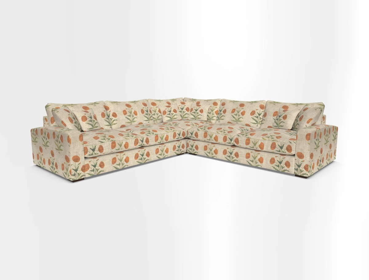 Stockbridge Corner Sofa RHF and LHF in V&A Threads of India Opulent Velvets Ikat Mirage Burnt Umber 