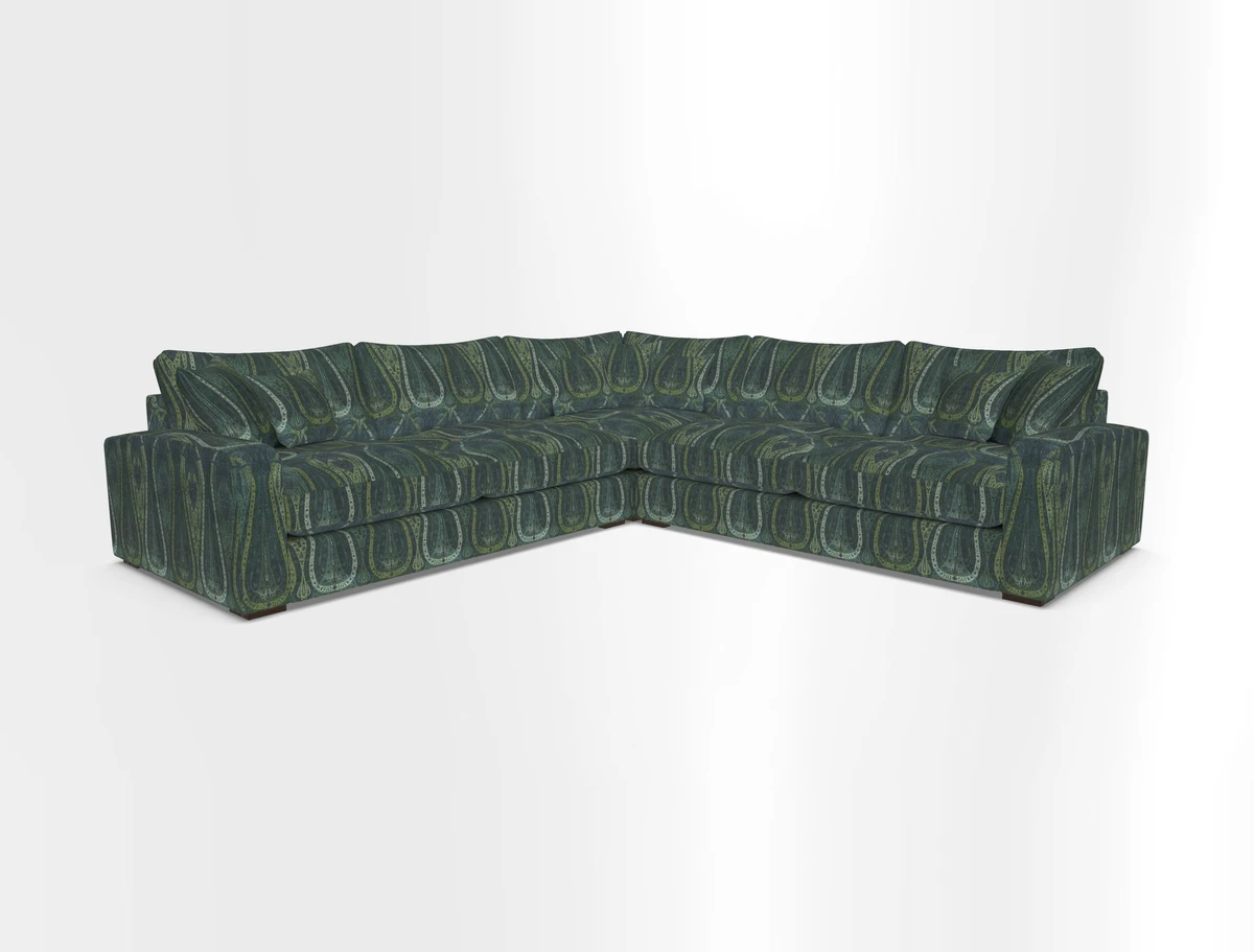 Stockbridge Corner Sofa RHF and LHF in V&A Threads of India Opulent Velvets Ikat Mirage Burnt Umber 