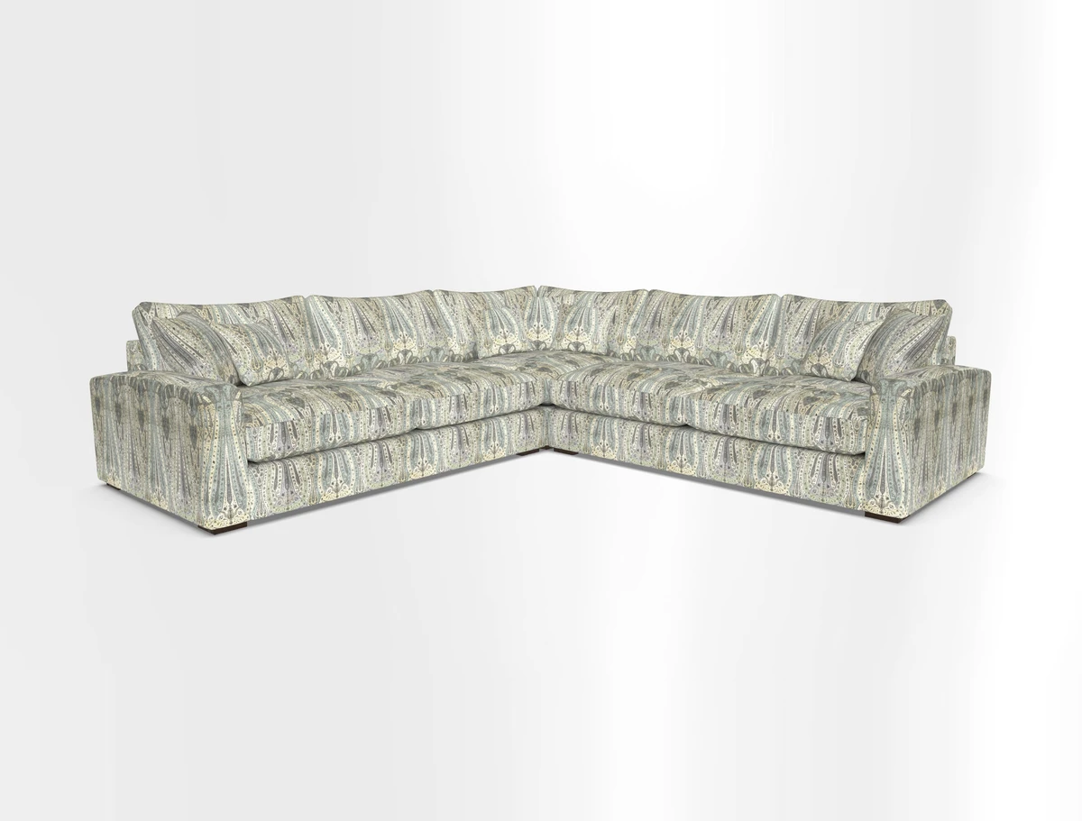 Stockbridge Corner Sofa RHF and LHF in V&A Threads of India Opulent Velvets Ikat Mirage Burnt Umber 