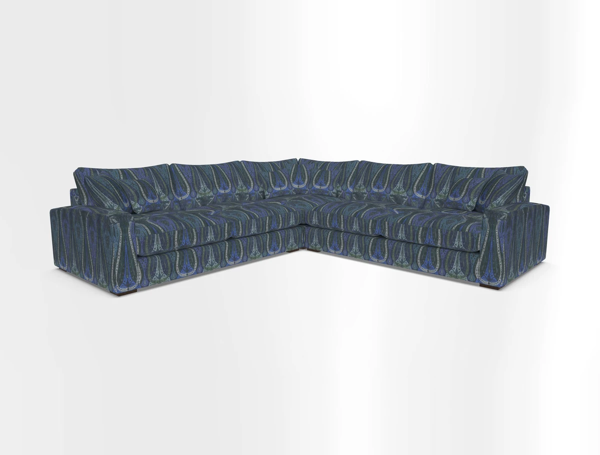 Stockbridge Corner Sofa RHF and LHF in V&A Threads of India Opulent Velvets Ikat Mirage Burnt Umber 