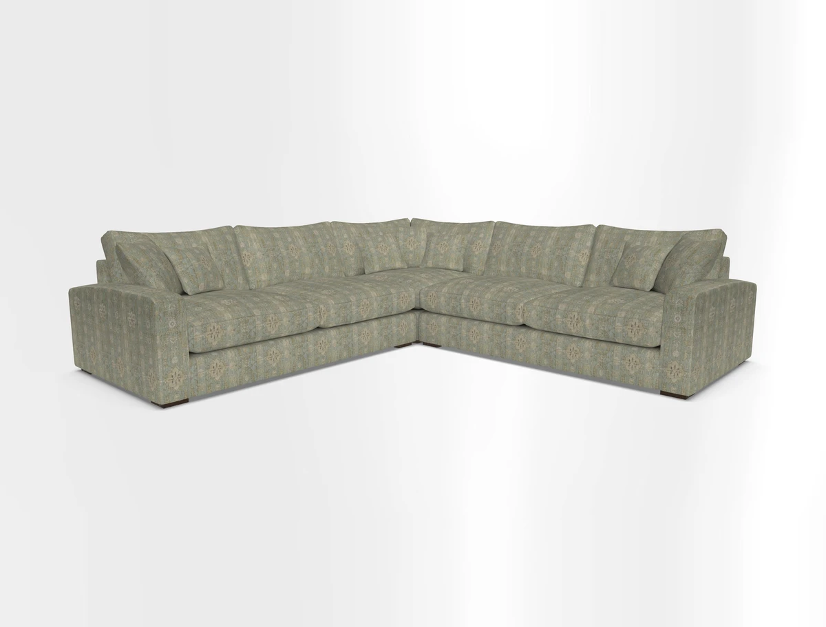 Stockbridge Corner Sofa RHF and LHF in V&A Threads of India Opulent Velvets Ikat Mirage Burnt Umber 