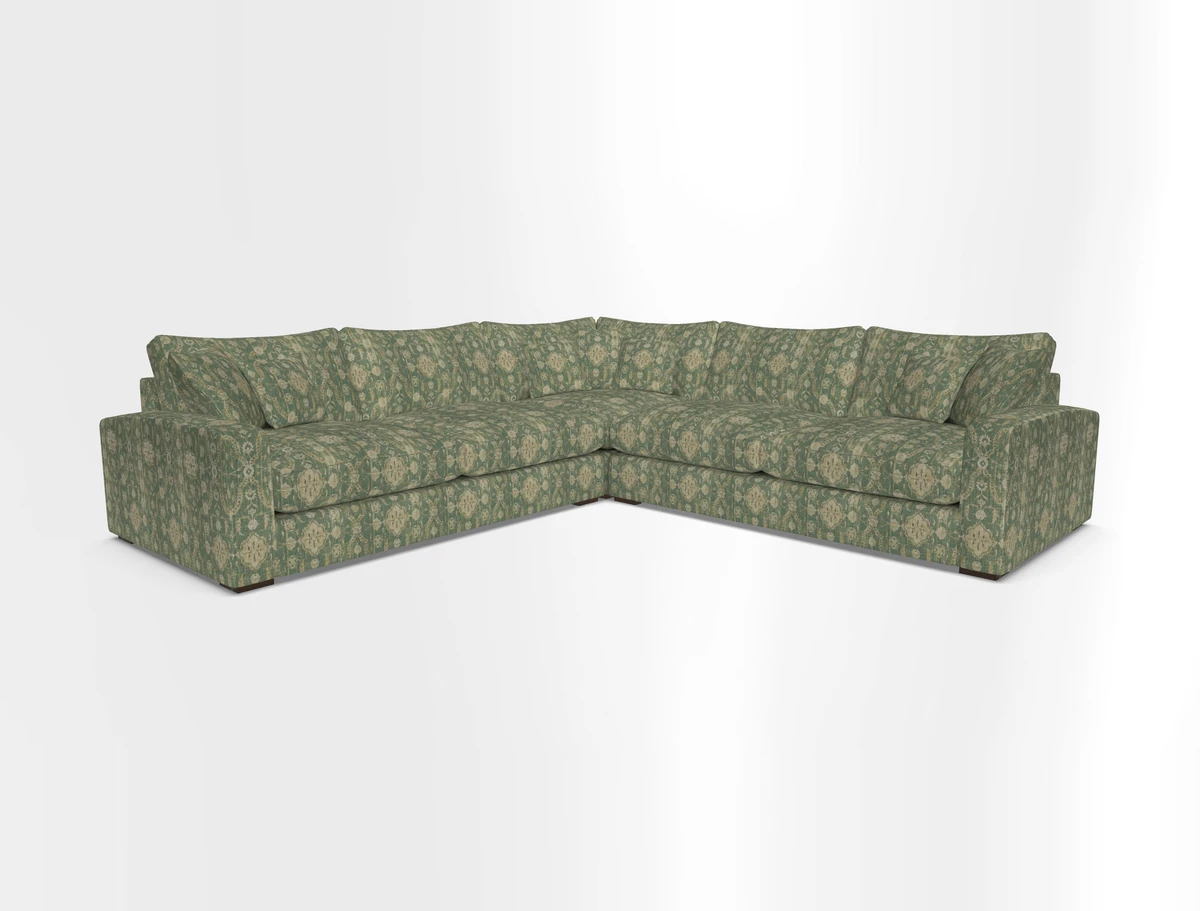 Stockbridge Corner Sofa RHF and LHF in V&A Threads of India Opulent Velvets Ikat Mirage Burnt Umber 