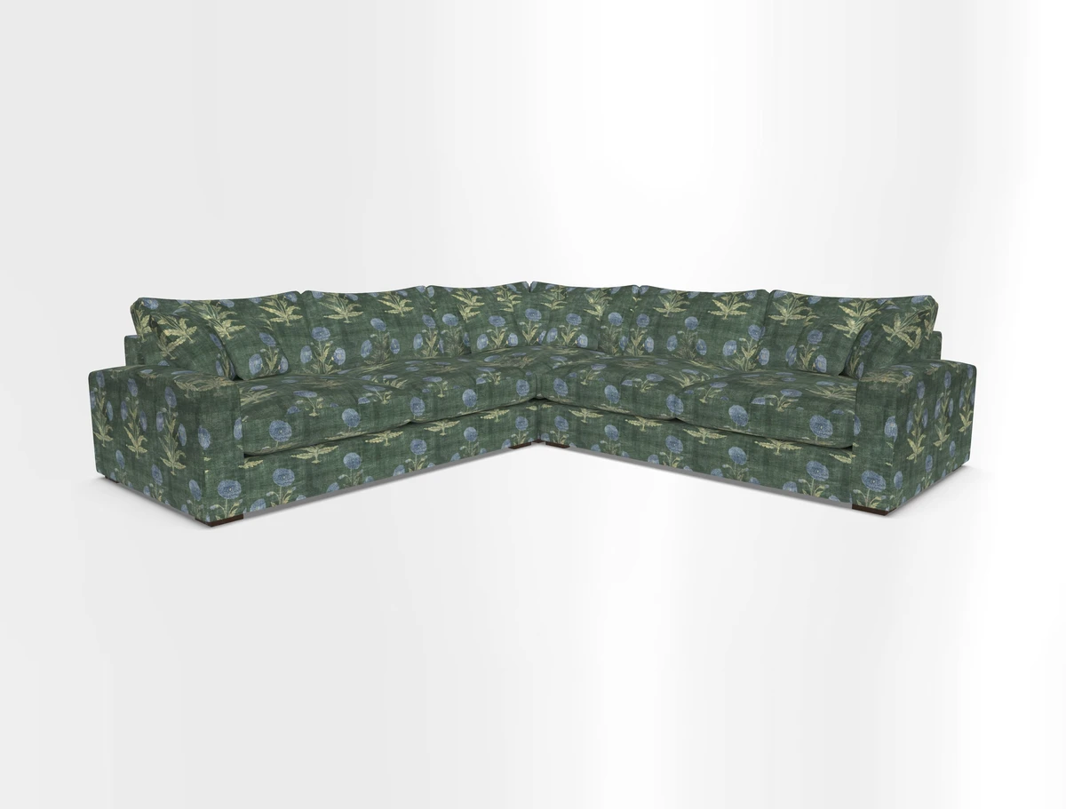 Stockbridge Corner Sofa RHF and LHF in V&A Threads of India Opulent Velvets Ikat Mirage Burnt Umber 