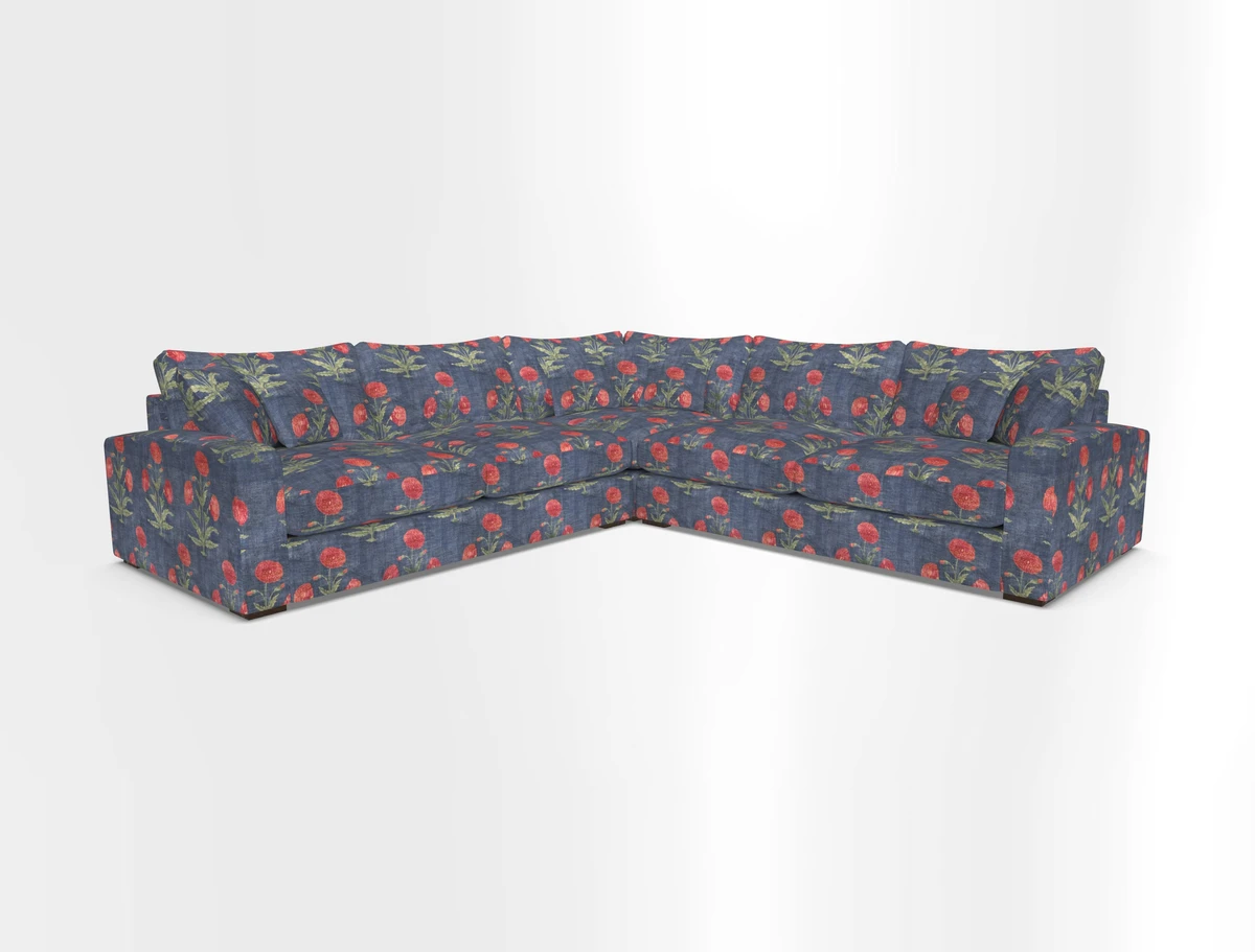 Stockbridge Corner Sofa RHF and LHF in V&A Threads of India Opulent Velvets Ikat Mirage Burnt Umber 