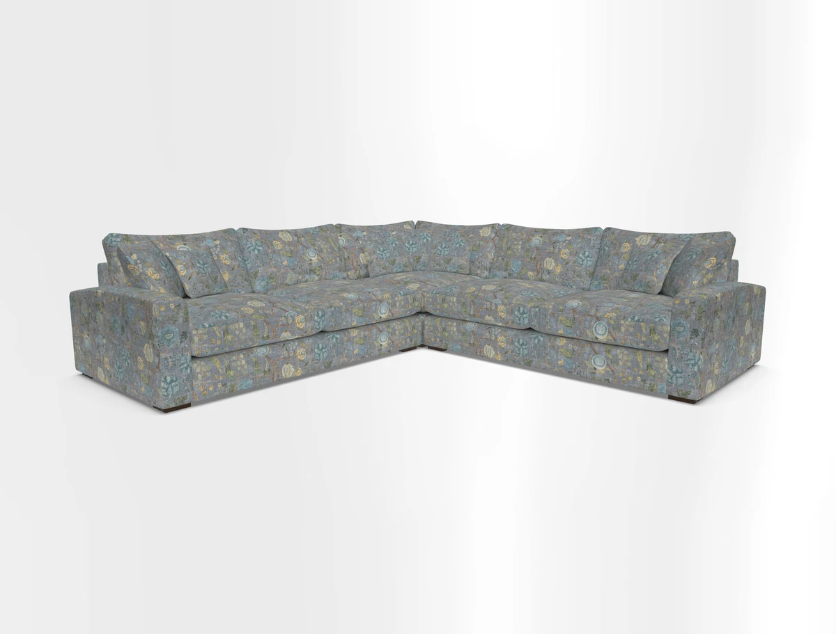 Stockbridge Corner Sofa RHF and LHF in V&A Threads of India Opulent Velvets Ikat Mirage Burnt Umber 