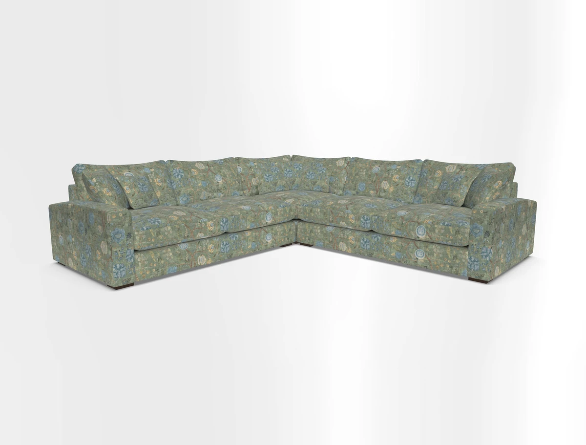 Stockbridge Corner Sofa RHF and LHF in V&A Threads of India Opulent Velvets Ikat Mirage Burnt Umber 