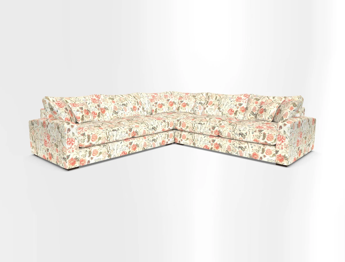 Stockbridge Corner Sofa RHF and LHF in V&A Threads of India Opulent Velvets Ikat Mirage Burnt Umber 