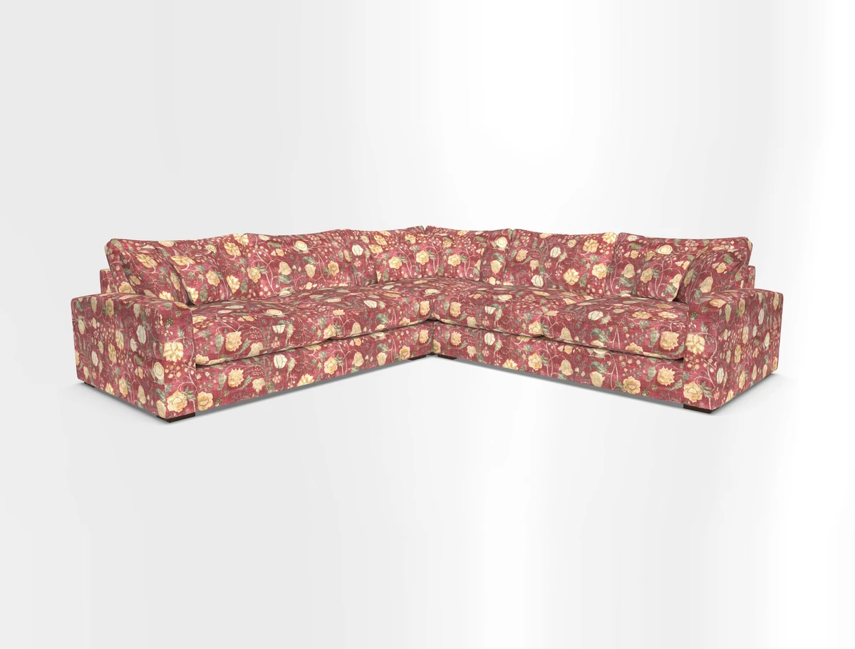 Stockbridge Corner Sofa RHF and LHF in V&A Threads of India Opulent Velvets Ikat Mirage Burnt Umber 