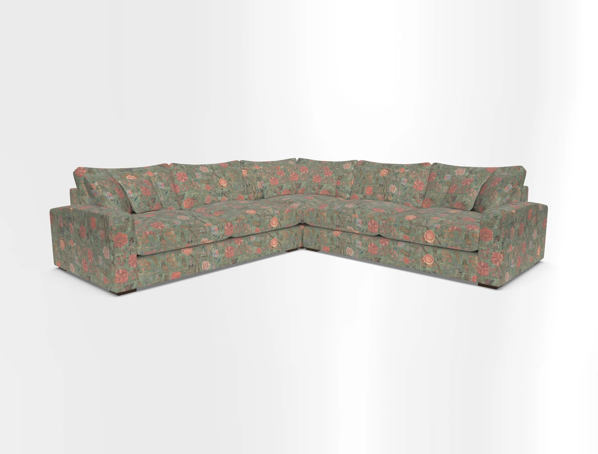 Stockbridge Corner Sofa RHF and LHF in V&A Threads of India Opulent Velvets Ikat Mirage Burnt Umber 