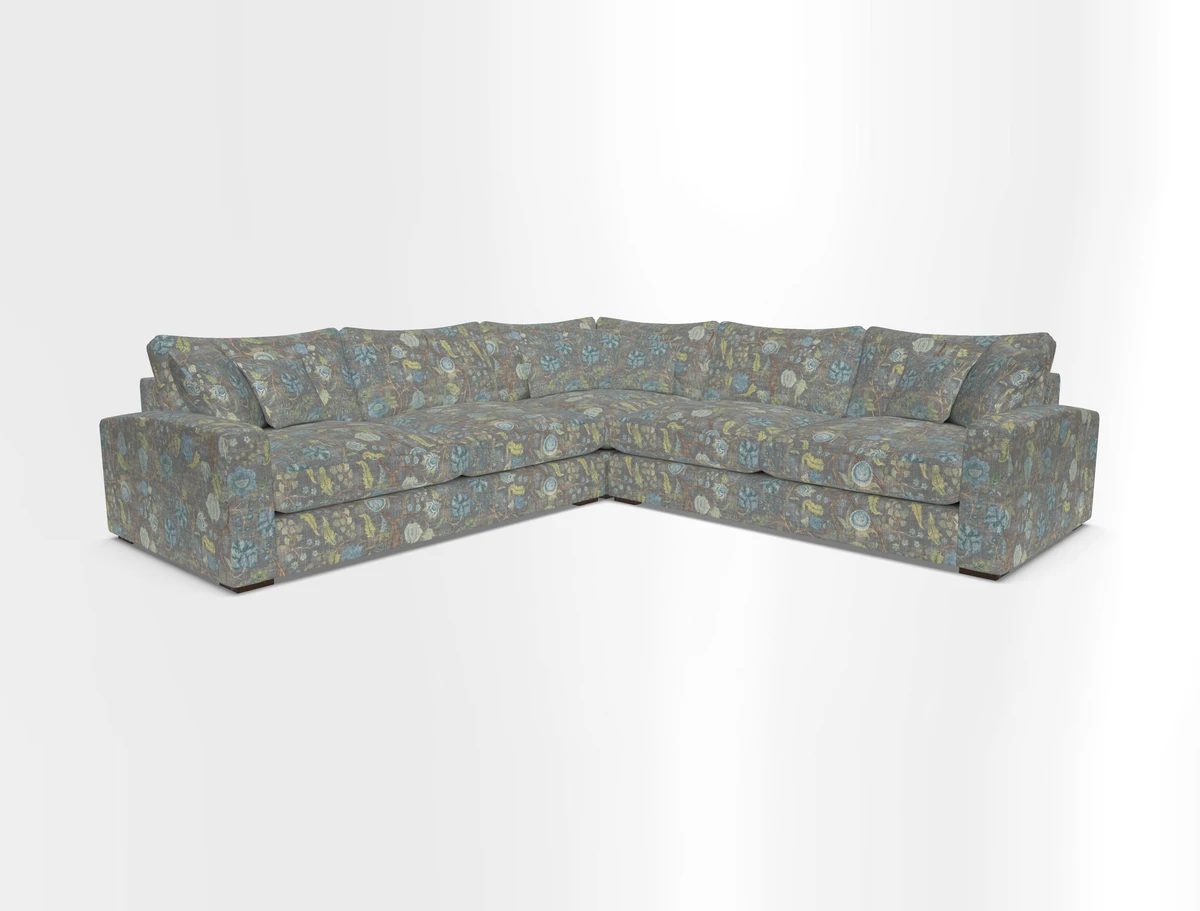Stockbridge Corner Sofa RHF and LHF in V&A Threads of India Opulent Velvets Ikat Mirage Burnt Umber 