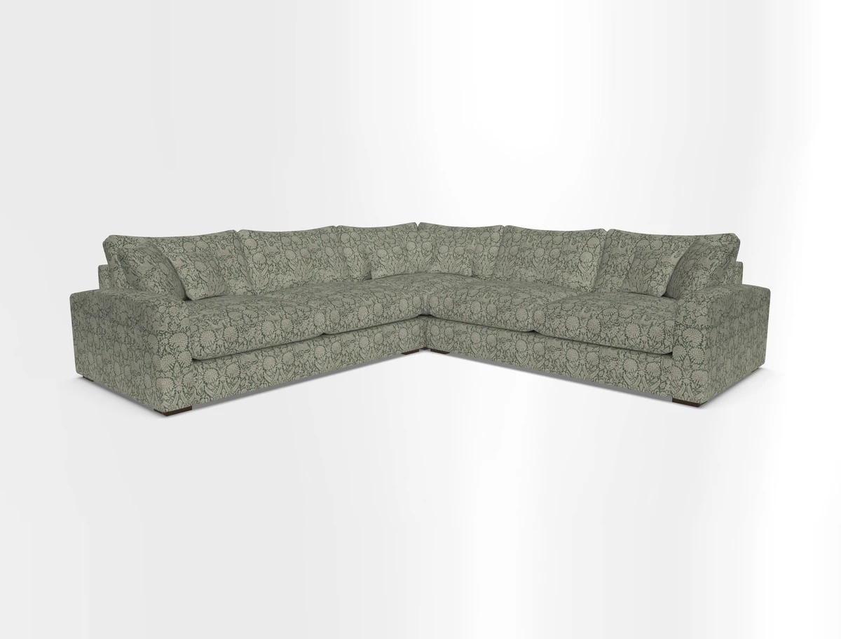 Stockbridge Corner Sofa RHF and LHF in V&A Threads of India Opulent Velvets Ikat Mirage Burnt Umber 