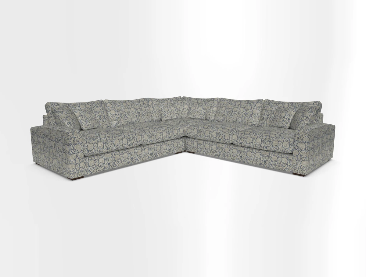Stockbridge Corner Sofa RHF and LHF in V&A Threads of India Opulent Velvets Ikat Mirage Burnt Umber 