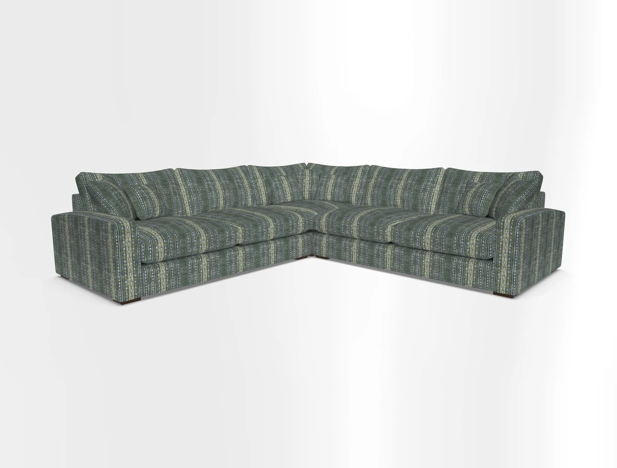 Stockbridge Corner Sofa RHF and LHF in V&A Threads of India Opulent Velvets Ikat Mirage Burnt Umber 