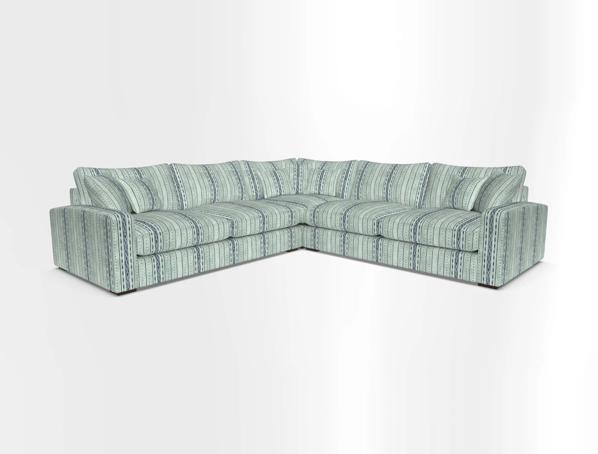 Stockbridge Corner Sofa RHF and LHF in V&A Threads of India Opulent Velvets Ikat Mirage Burnt Umber 