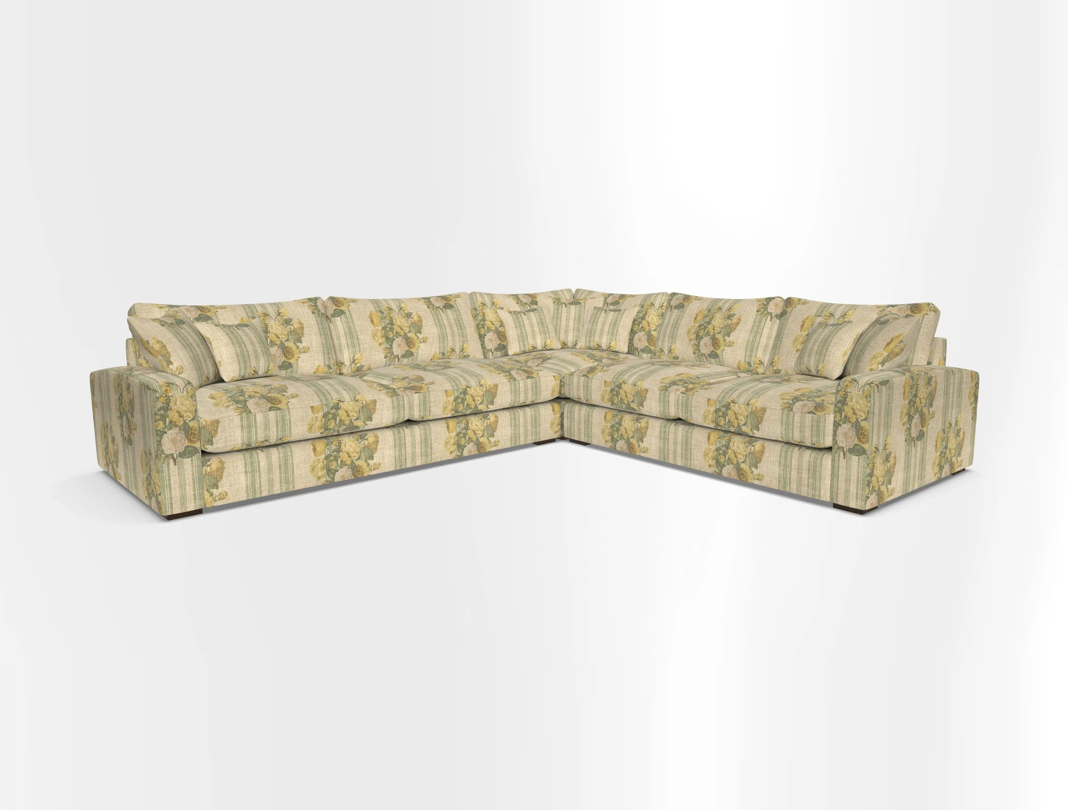 Stockbridge Corner Sofa LHF in V&A Threads of India Opulent Velvets Ikat Mirage Burnt Umber 