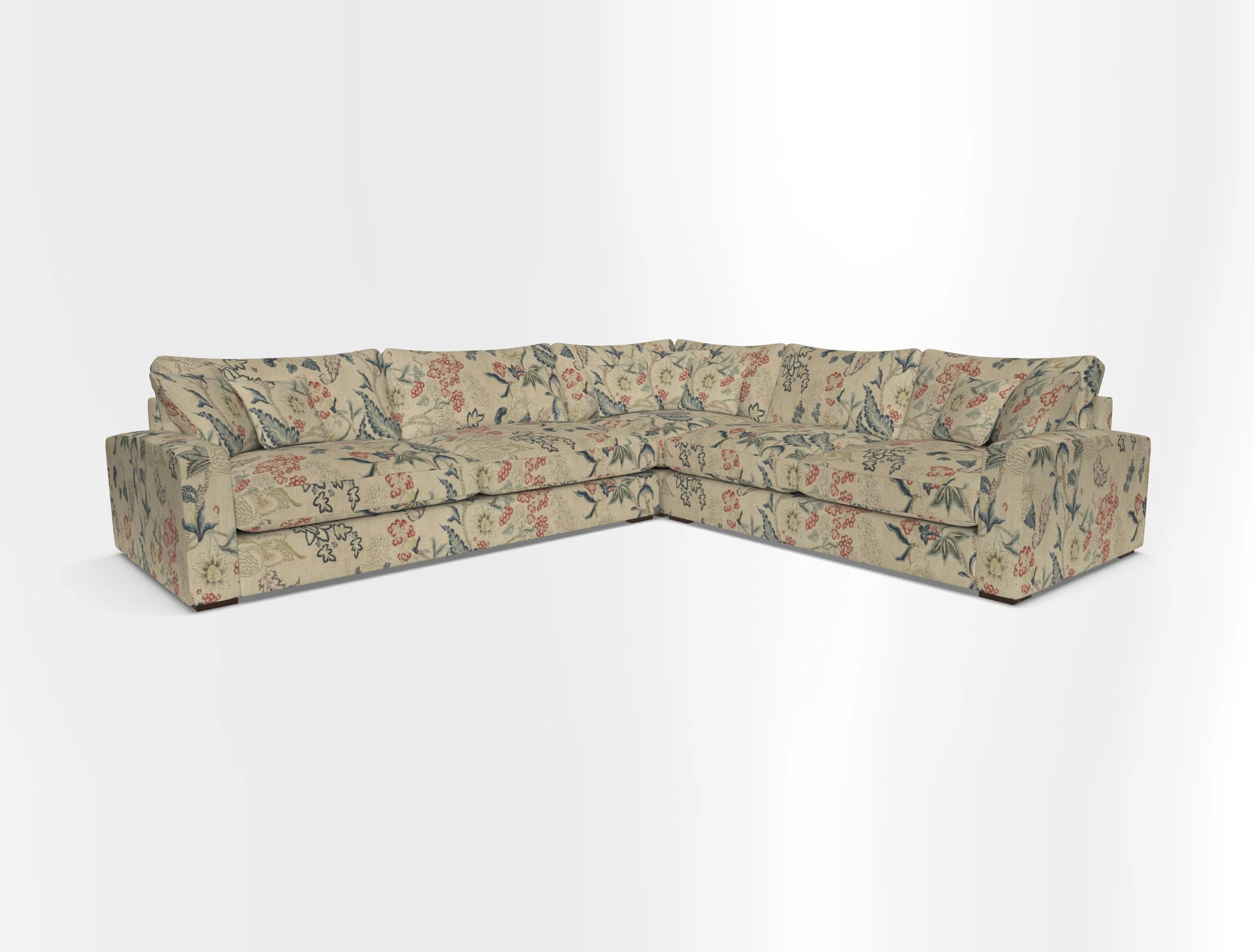Stockbridge Corner Sofa LHF in V&A Threads of India Opulent Velvets Ikat Mirage Burnt Umber 