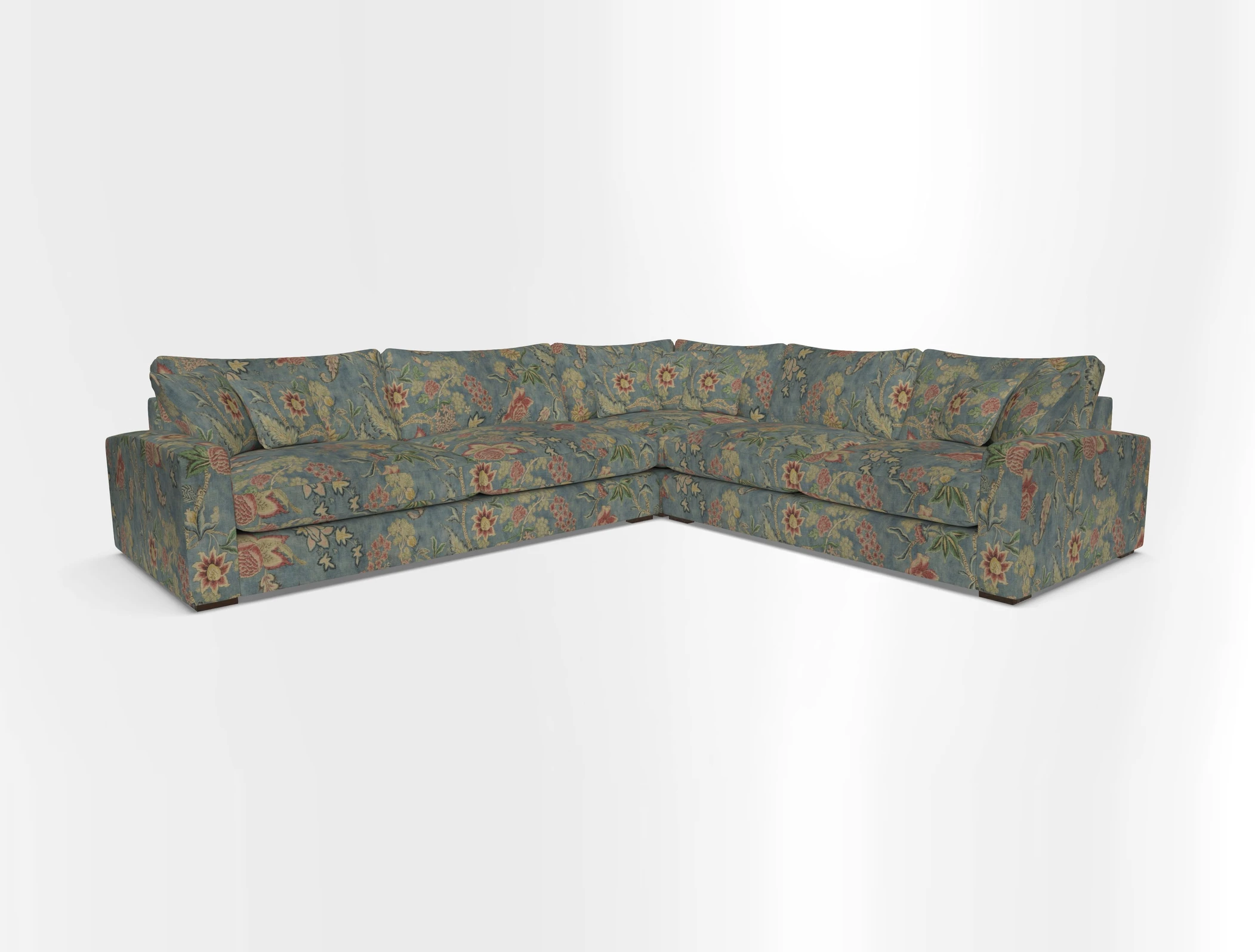 Stockbridge Corner Sofa LHF in V&A Threads of India Opulent Velvets Ikat Mirage Burnt Umber 