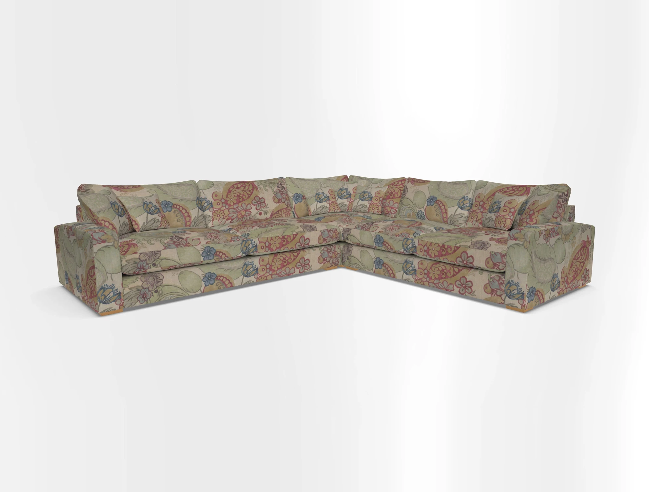 Stockbridge Corner Sofa LHF in V&A Threads of India Opulent Velvets Ikat Mirage Burnt Umber 