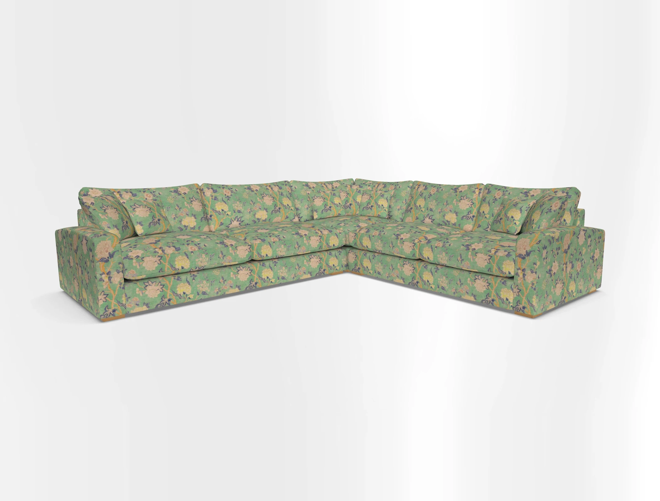 Stockbridge Corner Sofa LHF in V&A Threads of India Opulent Velvets Ikat Mirage Burnt Umber 